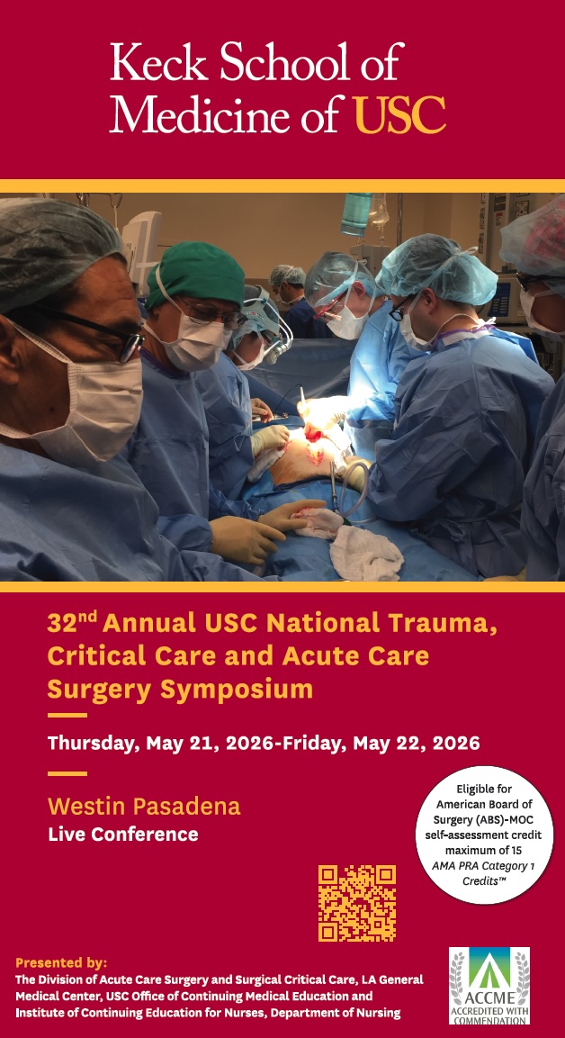 32nd Annual USC National Trauma, Critical Care and Acute Care Surgery Symposium Banner